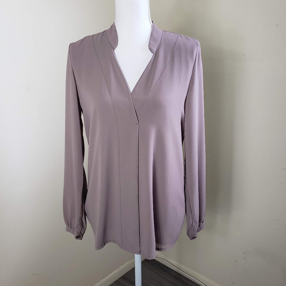 Chic & Mit V-Neck Long Sleeve Blouse Taupe Brown Size Large